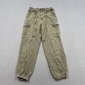 American Eagle Cargo Pants Women's 8 Long Olive Green Paperbag Waist Joggers